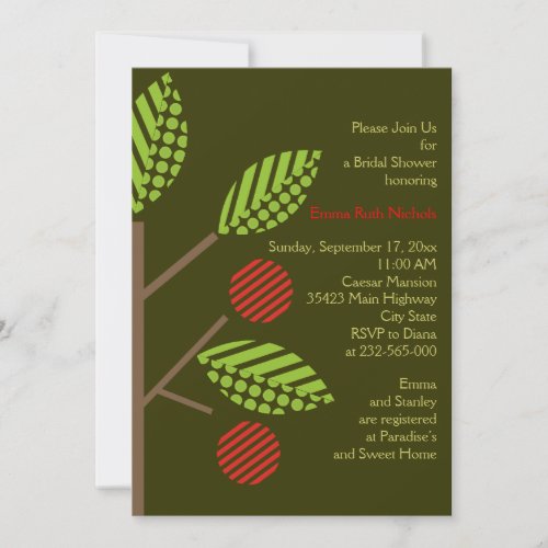 Apple tree fall wedding bridal shower invitation