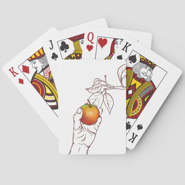 Apple tree fruit illustration poker cards (Back)