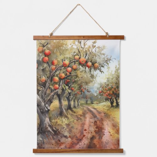 Apple Tree Grove during Harvest Season Hanging Tapestry
