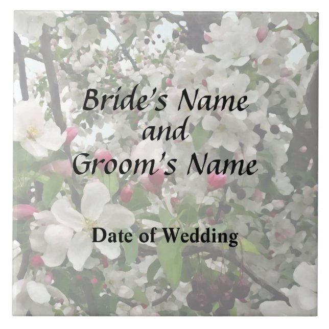 Apple Tree In Bloom Wedding Products Ceramic Tile (Front)