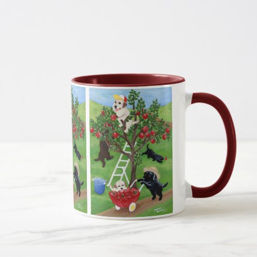 Apple Tree Labradors Painting Mug