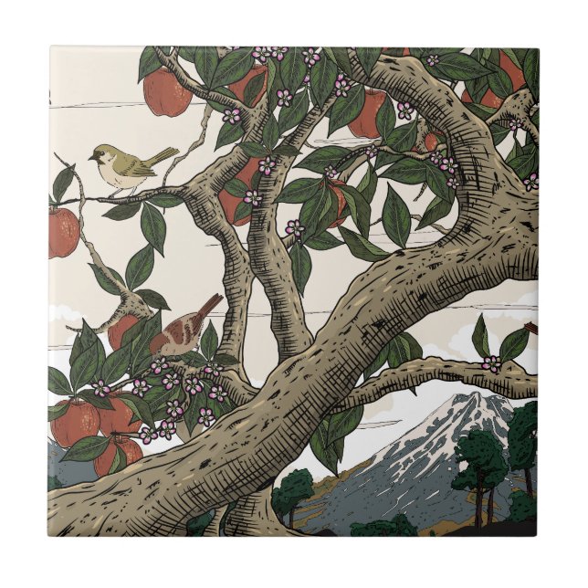 Apple Tree Landscape Ceramic Tile (Front)