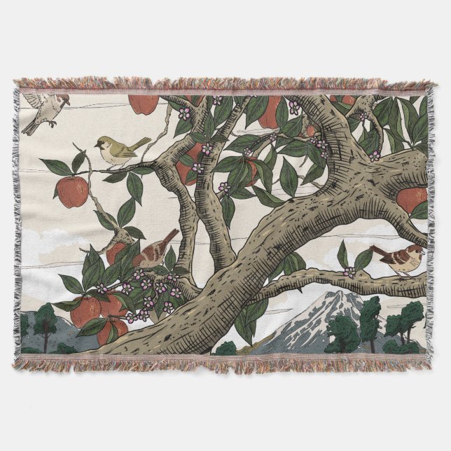 Apple Tree Landscape Throw Blanket (Front)