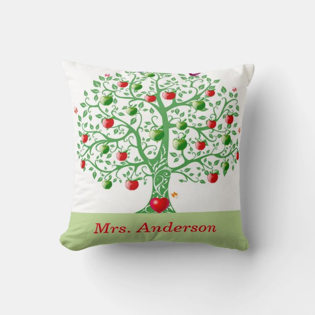 Apple Tree Personalized Gift for Teachers Throw Pillow (Front)