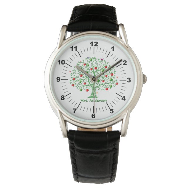 Apple Tree Personalized Teacher’s Gift Watch (Front)