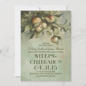 Apple tree rustic wedding invitations