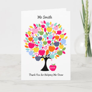 Apple Tree Thank You Teacher Card  You Help Me Gro