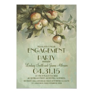 Apple tree vintage engagement party invitations