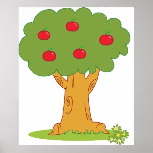 Apple Tree Whimsical Red Apples Poster