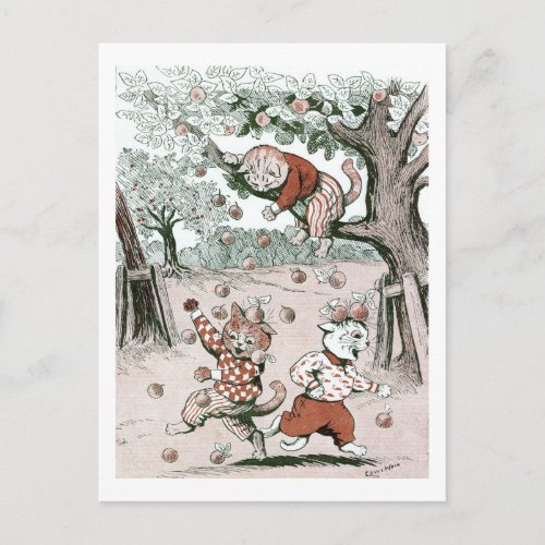 Apple Trees  Cats Louis Wain Postcard