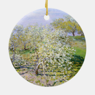 Apple Trees in Bloom (by Claude Monet) Ceramic Ornament