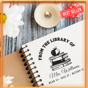 Apple Vintage Books Teacher From The Library Of Self-inking Stamp