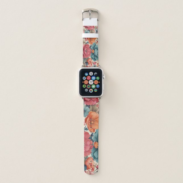 Apple Watch Band, 38mm & 40mm Florals pattern Band (Front)