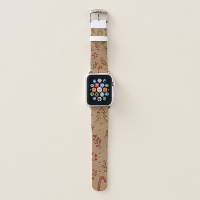 Apple Watch Band - Candy Canes and Holly (Front)