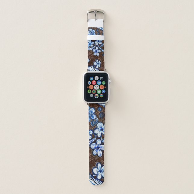 Apple Watch Band with a Little Blue Blossom (Front)