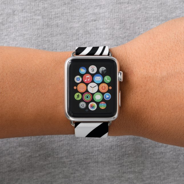 Apple Watch Bank  Balck & White Leopard  Band (In Situ)