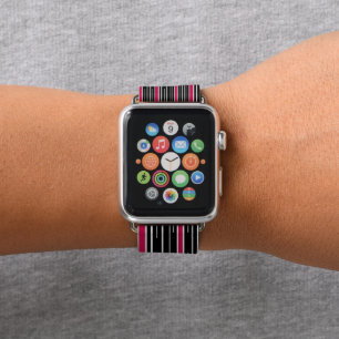 Apple Watch Bank Black & Pink Stripe Band