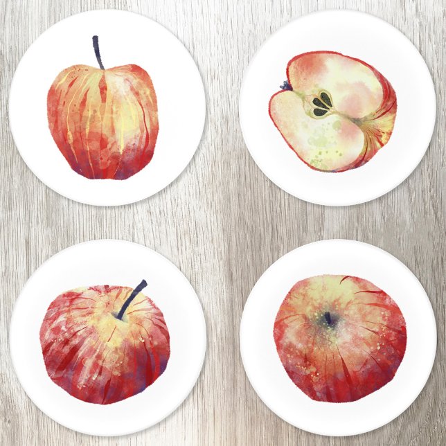 Apple Watercolor Coaster Set (Creator Uploaded)