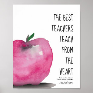 Apple watercolor for the best teacher thank you poster