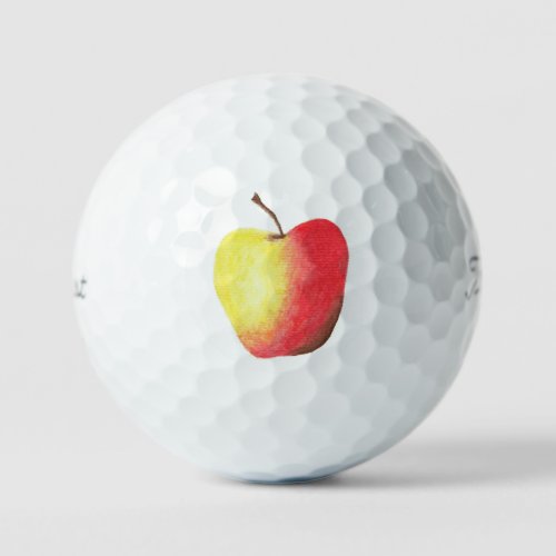 Apple watercolor golf balls