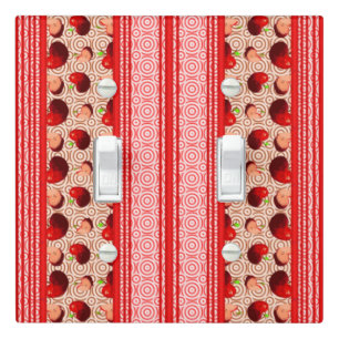 Apple Watercolor Stripes and Circles Lipstick Red Light Switch Cover