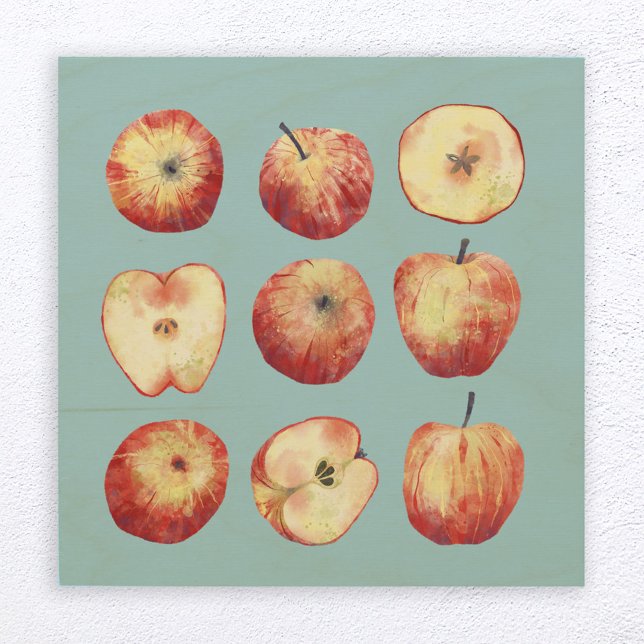 Apple Watercolor Wood Wall Art (Creator Uploaded)