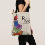 Apple with Book Stack Monogram Tote Bag