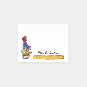 Apple With Book Stack Personalized Post-it Notes by ilovedigis at Zazzle