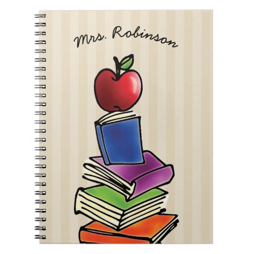 Apple with Book Stack Teacher Name