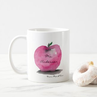 Apple with Teacher name, from student, custom Coffee Mug