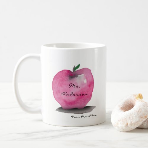 Apple with Teacher name from student custom Coffee Mug