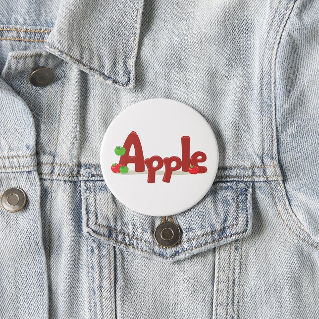 Apple Word Art with Red & Green Apples  Button (Creator Uploaded)