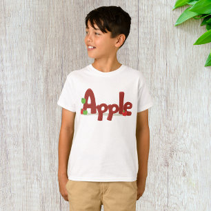 Apple Word Art with Red & Green Apples T-Shirt