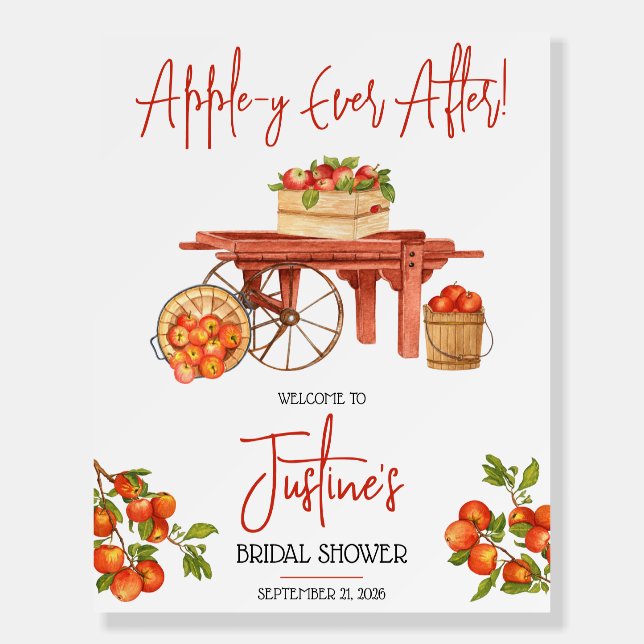 Apple-y Ever After!  Apple Bridal Shower Welcome Foam Board (Front)