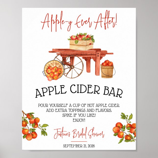 Apple-y Ever After! Bridal Shower Apple Cider Bar  Poster (Front)