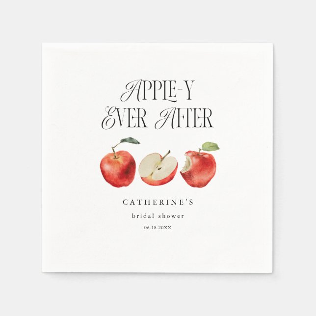 Apple-y Ever After Elegant Bridal Shower  Napkins (Front)