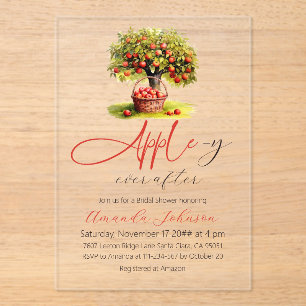Apple-y Ever After Fall Autumn Bridal Shower Acrylic Invitations