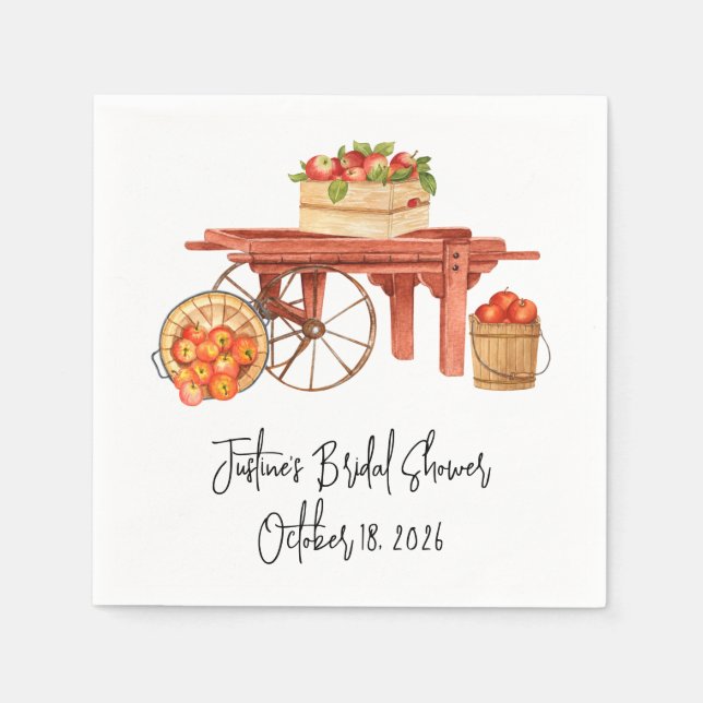 Apple-y Ever After Personalized Bridal Shower  Napkins (Front)