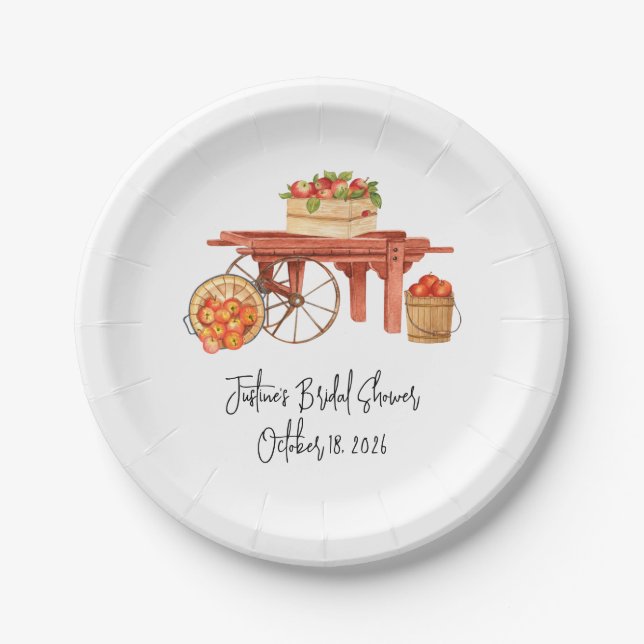 Apple-y Ever After Personalized Bridal Shower  Paper Plates (Front)