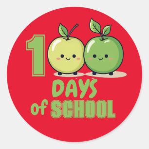 Applelicious 100 Days of School Celebration Classic Round Sticker