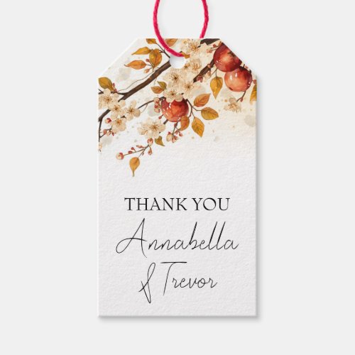 Apples and Blossoms Autumn Wedding Custom Name Gift Tags
