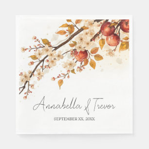 Apples and Blossoms Autumn Wedding Napkins