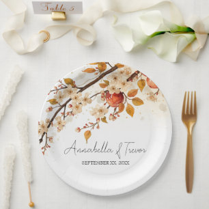 Apples and Blossoms Autumn Wedding Paper Plates