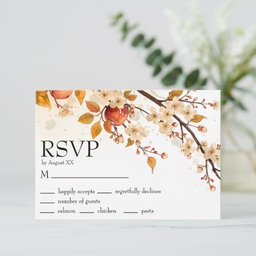 Apples and Blossoms Autumn Wedding RSVP Card