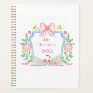 Apples and Book School Crest Teacher Planner