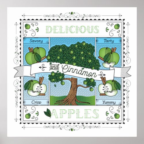 Apples and Cinnamon Square Poster 24x24