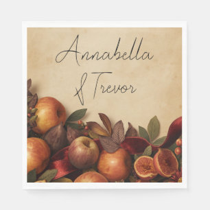 Apples and Figs Rustic Autumn Custom Name Napkins