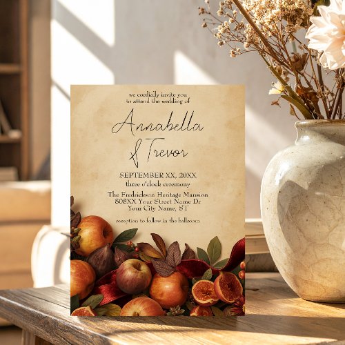 Apples and Figs Rustic Autumn Wedding Invitation