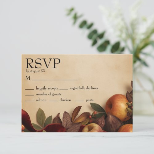 Apples and Figs Rustic Autumn Wedding RSVP Card
