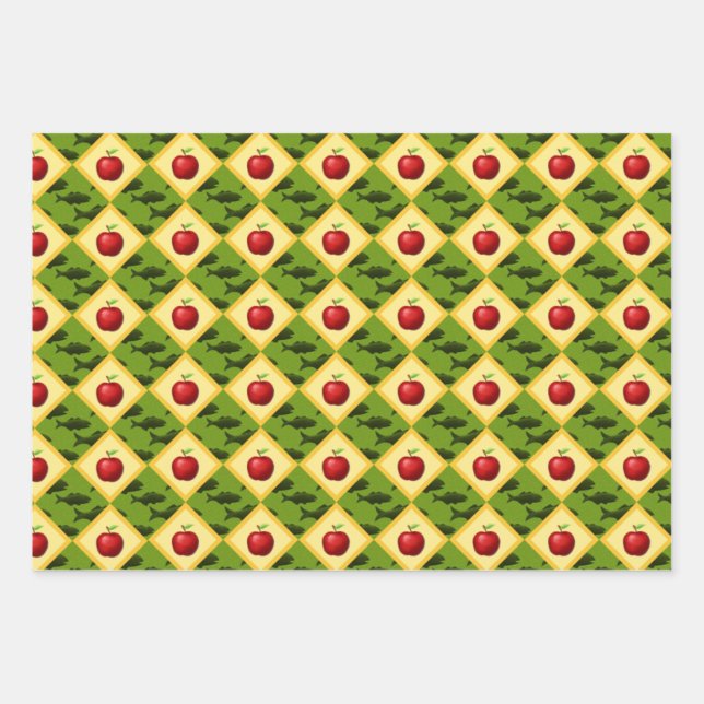 Apples and Fish Wrapping Paper Sheets (Front 2)